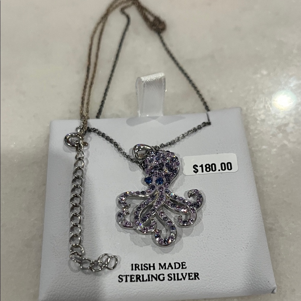 OCEAN Made in Ireland Silver Octopus Pendant Necklace BRAND NEW APROX 16in - Picture 4 of 4